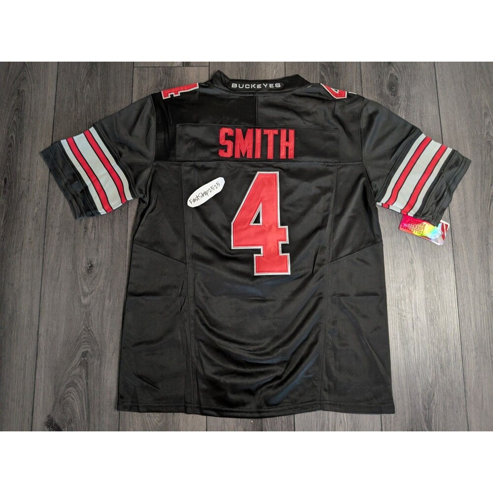 Jeremiah Smith #4 Ohio Buckeyes 🏈 Stitched Heritage Jersey BLACKOUT Medium - Picture 3 of 3
